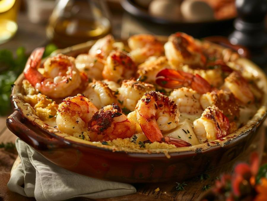 Alt text: Step-by-step guide for new England seafood casserole recipe assembly.