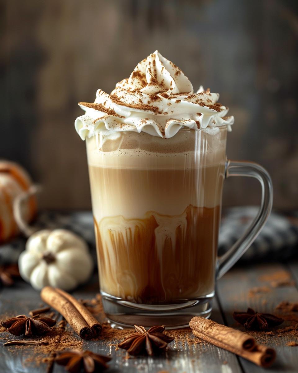 Ingredients for the Ultimate Pumpkin Spice Chai Latte Ingredients for Starbucks pumpkin spice chai tea latte recipe on wooden table.