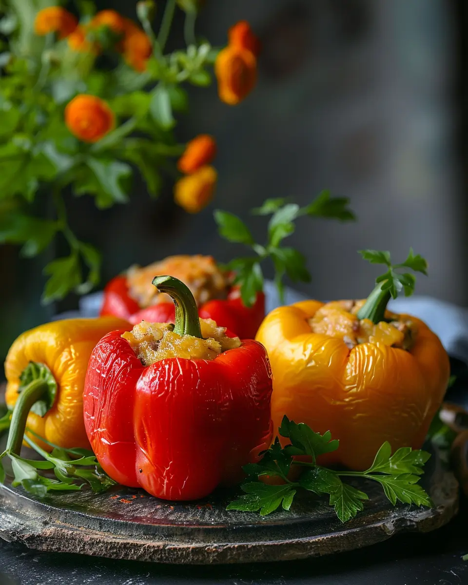 Ingredients for Italian Stuffed Peppers International Cuisine