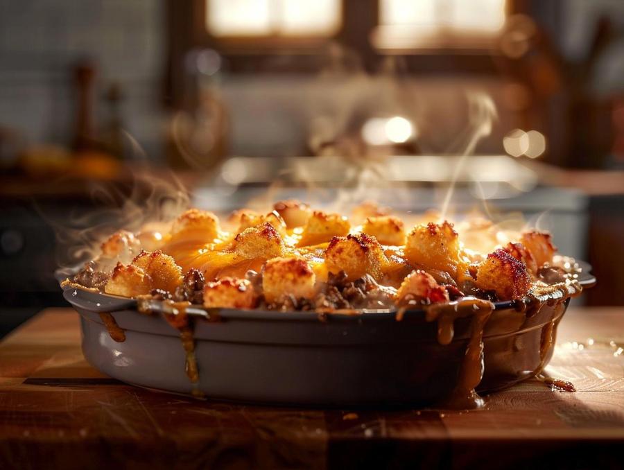 Image showing preparation tools and equipment for tater tot hotdish recipe in Minnesota.