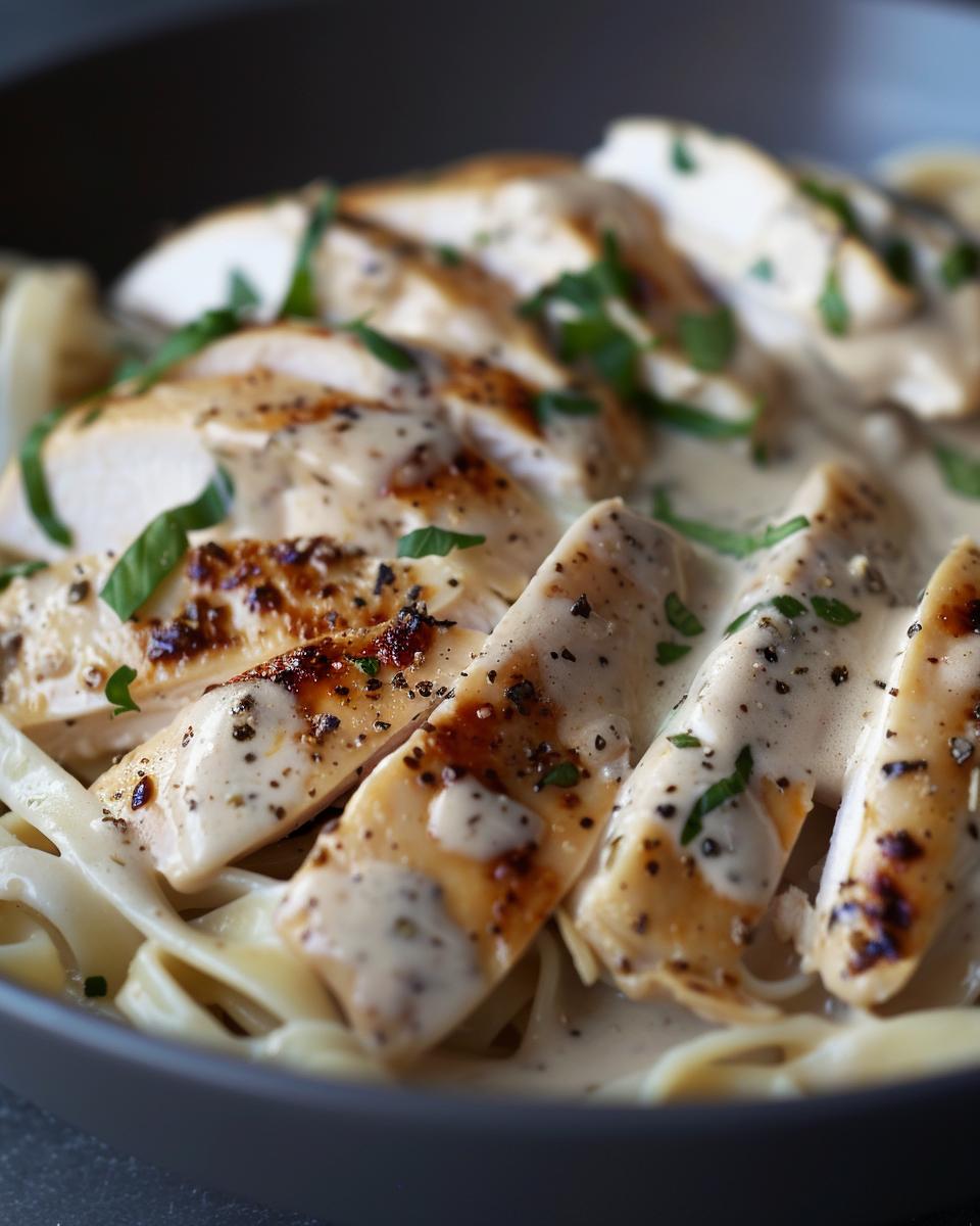 Ingredients for High Protein Chicken Alfredo Ingredients for high protein chicken alfredo recipe on a kitchen counter.