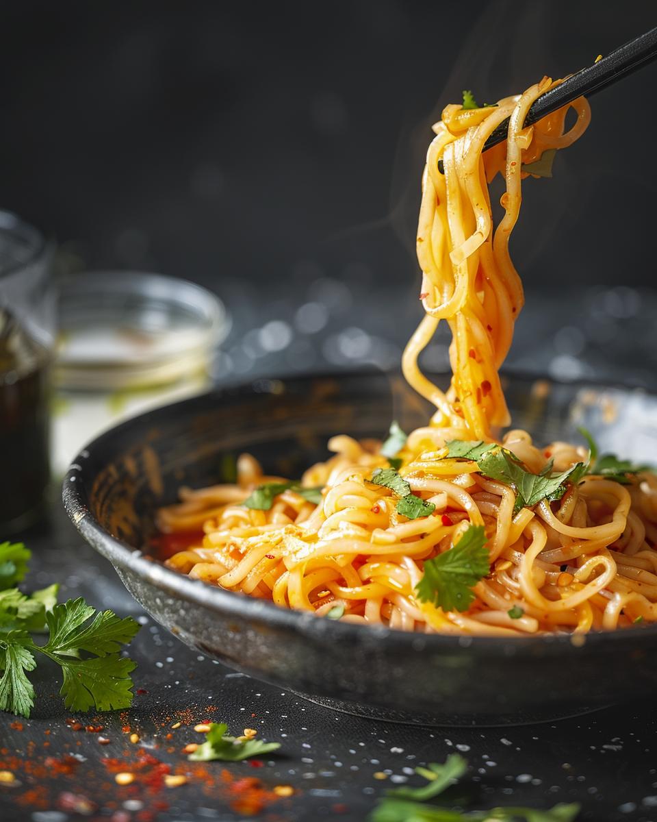 Ingredients for Squiggly Noodles Ingredients laid out for squiggly noodles recipe from Trader Joe's on a kitchen counter.