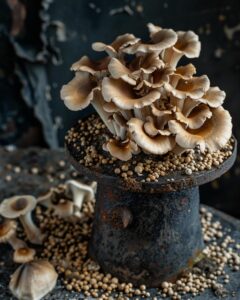 Preparing ingredients for mushroom substrate Psilocybe recipe on a kitchen counter.