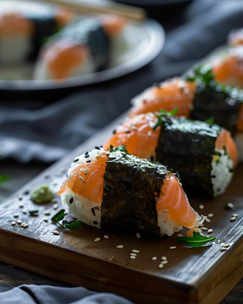Serving and Storing Spicy Salmon Onigiri