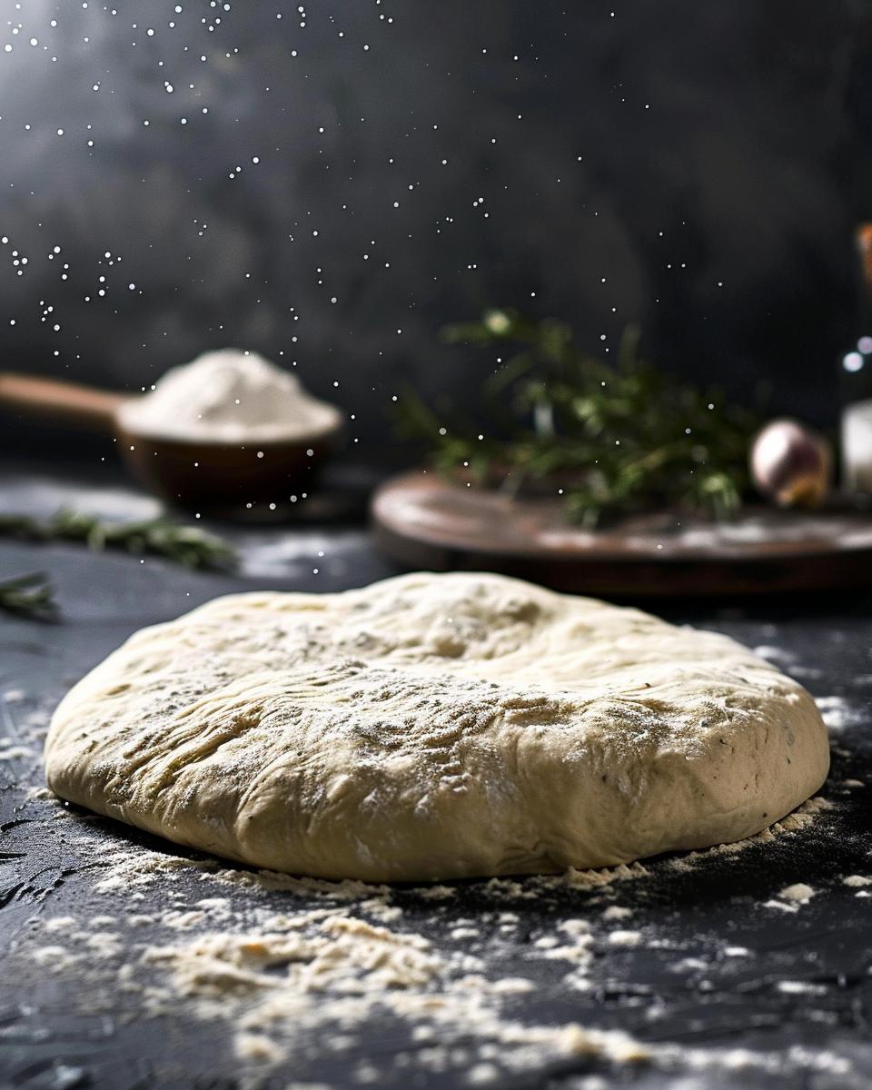 The Ingredients Needed Ingredients layout for Sally's apizza dough recipe on a kitchen counter.