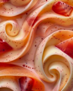 "Step-by-step fruit roll-up ice cream recipe demonstration, colorful and mouthwatering treat."
