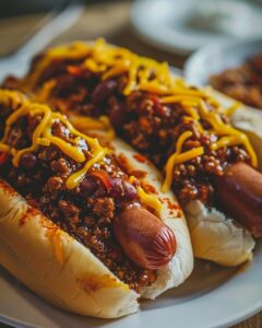 "Chef attempting the famous Pink's hot dog chili recipe at culinary event"