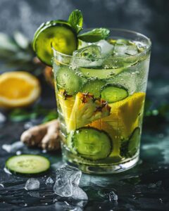"Steps for pineapple cucumber ginger lemon detox recipe, easy and refreshing preparation."