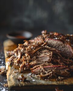 "Step-by-step Oklahoma Joe's pulled pork recipe on a kitchen counter."