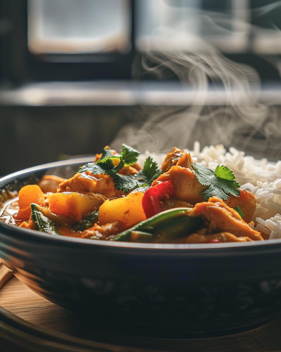 "Person preparing trader joe's thai red curry sauce recipe in a modern kitchen."