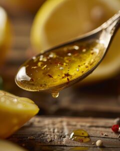 "Step-by-step cayenne pepper olive oil recipe preparation on kitchen countertop."