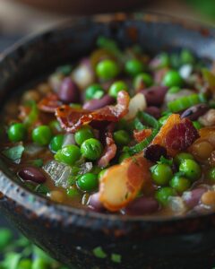 "Step-by-step guide for a delicious purple hull peas and okra recipe on the table."