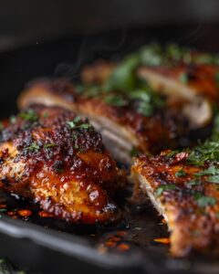 "Popeyes blackened chicken being served on a plate, showing ideal presentation and cooking."