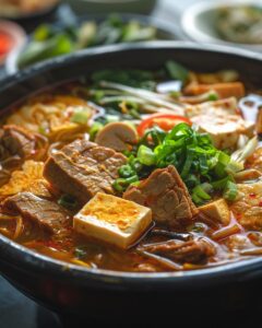 "Chef preparing a mala tang recipe with fresh ingredients in a kitchen."