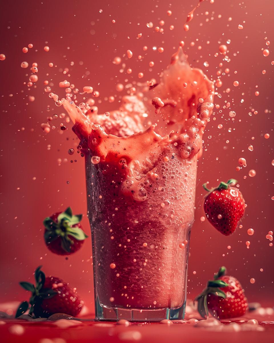 Ingredients Needed for the Strawberry Hulk Smoothie Ingredients for the Smoothie King Strawberry Hulk Smoothie, including berries and bananas.