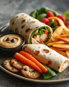 "Assorted healthy lunch ideas for teens spread out on kitchen counter."