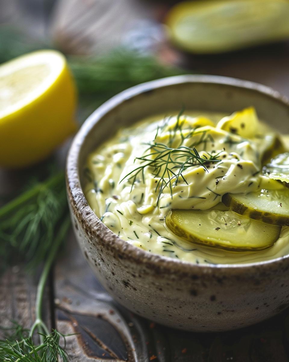 Serving and Storing Ideas and Tips Close-up of tartar sauce in a jar with serving tips, best tartar sauce recipe featured.