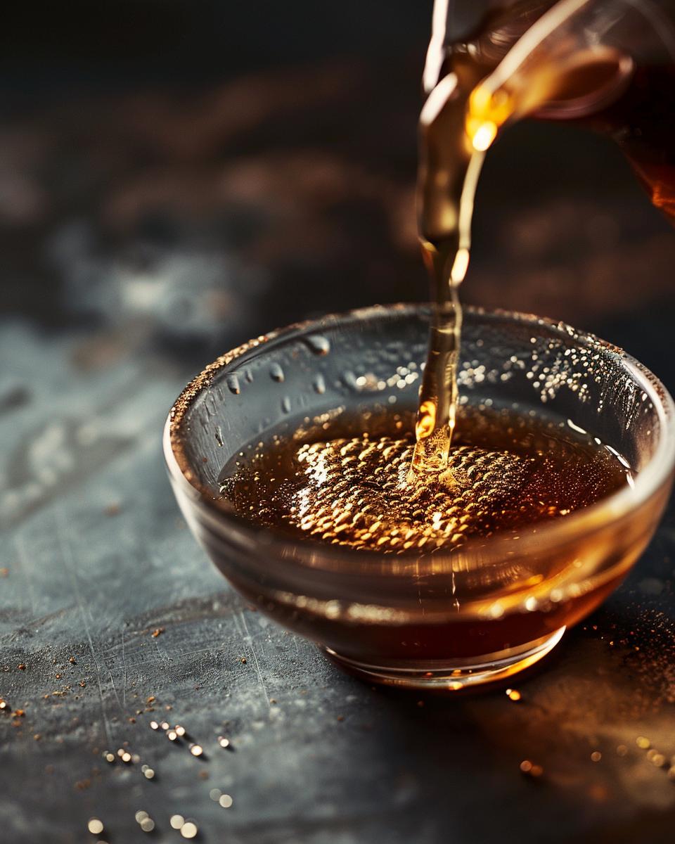 Serving and Storing Starbucks Brown Sugar Syrup Pouring Starbucks brown sugar syrup into a glass jar for storage.