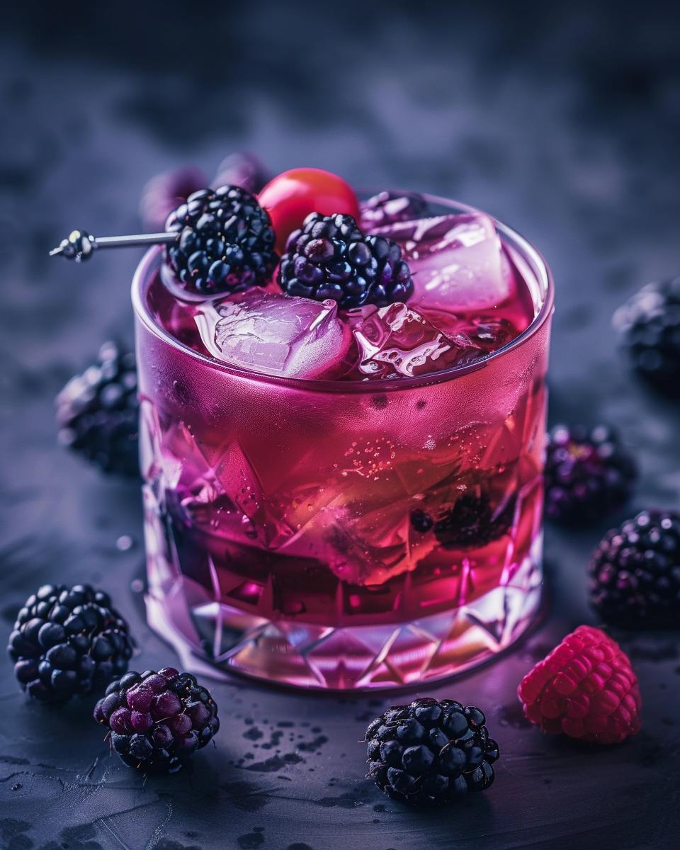 Serving and Storing Your Outback Blackberry Martini Close-up of an Outback Blackberry Martini, garnished and ready to serve.