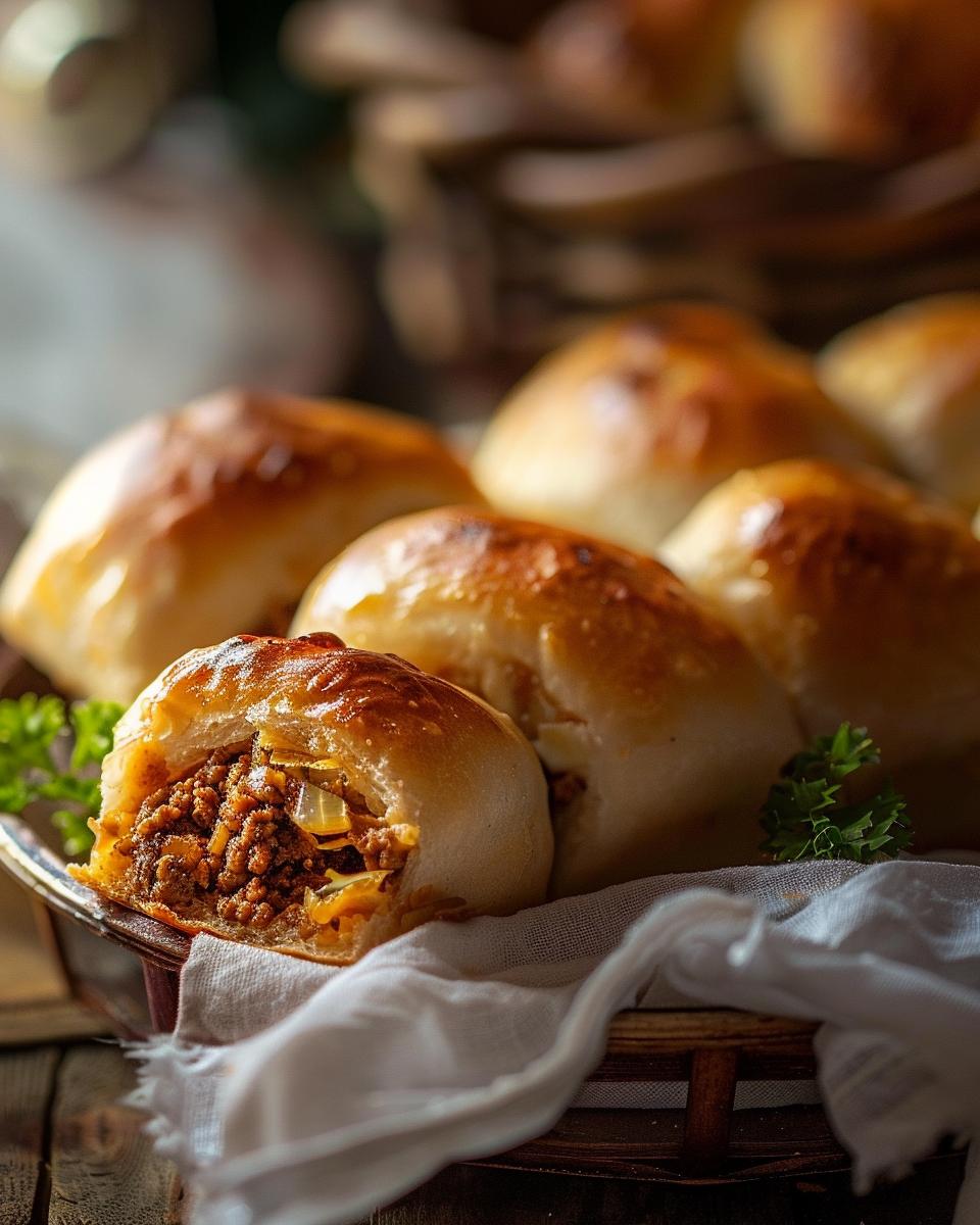 The Ingredients Needed to Make Bierocks Ingredients for delicious homemade bierocks recipe laid out on a wooden countertop.