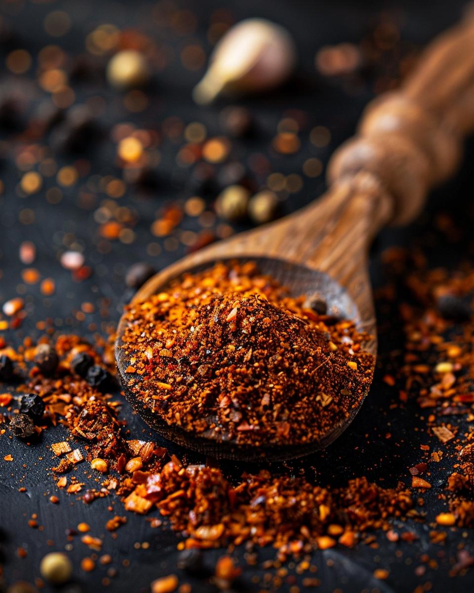 The Ingredients Needed to Make the BBQ Rub Ingredients for bbq rub recipe including spices, brown sugar, and paprika on a wooden table.