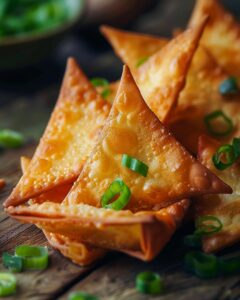 "Chef preparing Panda Express cream cheese rangoons in a modern kitchen."