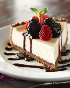 "Decadent slice of homemade dessert from the best cheesecake recipe; simple ingredients and easy steps."