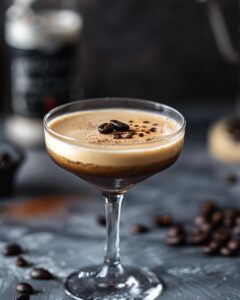 "Home bartender showcasing the best espresso martini recipe with essential ingredients displayed."