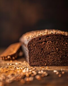 "Baking pumpernickel bread recipe with ingredients and tools needed for preparation."