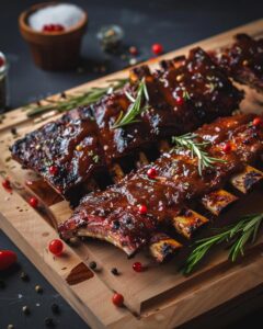 "Home cook preparing delicious smoked ribs recipe with essential ingredients on kitchen counter."