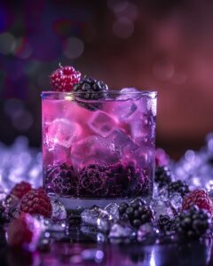 "Expert bartender mixing an outback blackberry martini with fresh ingredients."