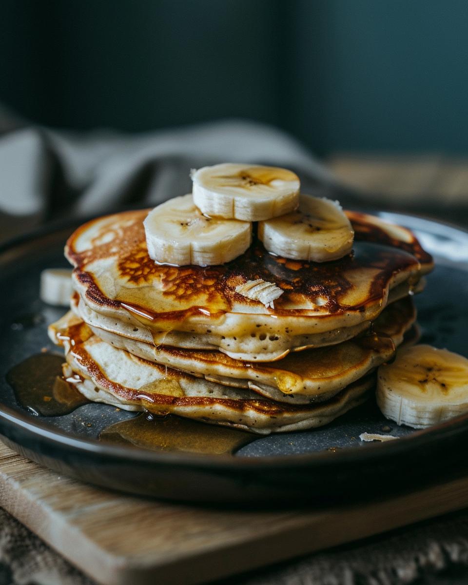 Serving and Storing Ideas and Tips A plate of fluffy Kodiak banana pancakes with syrup and fresh fruit for breakfast.