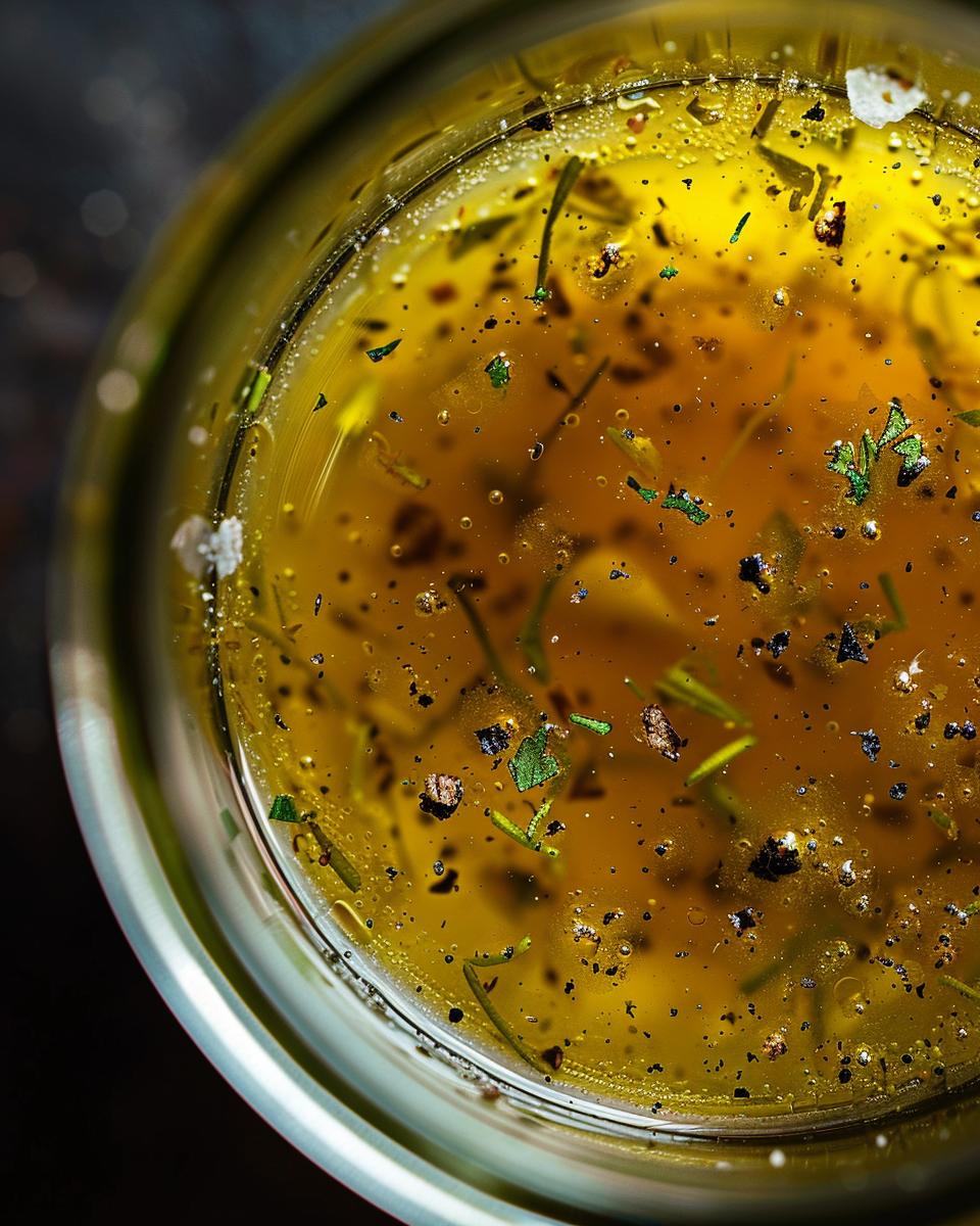 Serving and Storing Ideas and Tips Homemade subway vinaigrette in glass jar with serving and storing tips next to it.