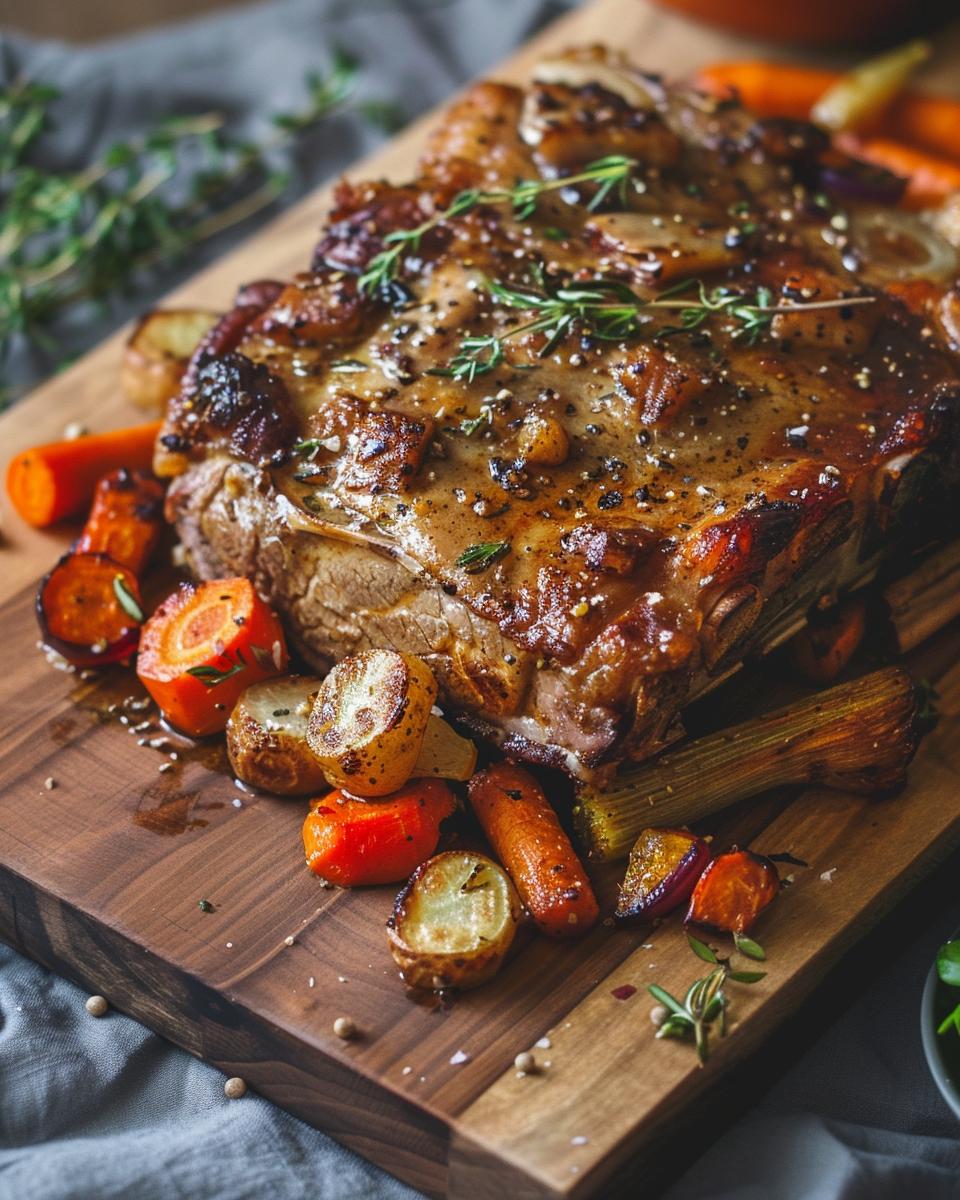 The Ingredients Needed to Make Ingredients needed for a delicious pork shoulder roast recipe arranged on a wooden table.