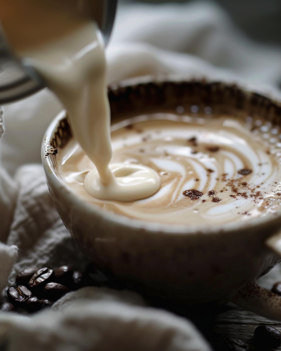 The Ingredients Needed to Make Homemade Coffee Creamer Ingredients needed for a homemade coffee creamer recipe displayed on a kitchen counter.