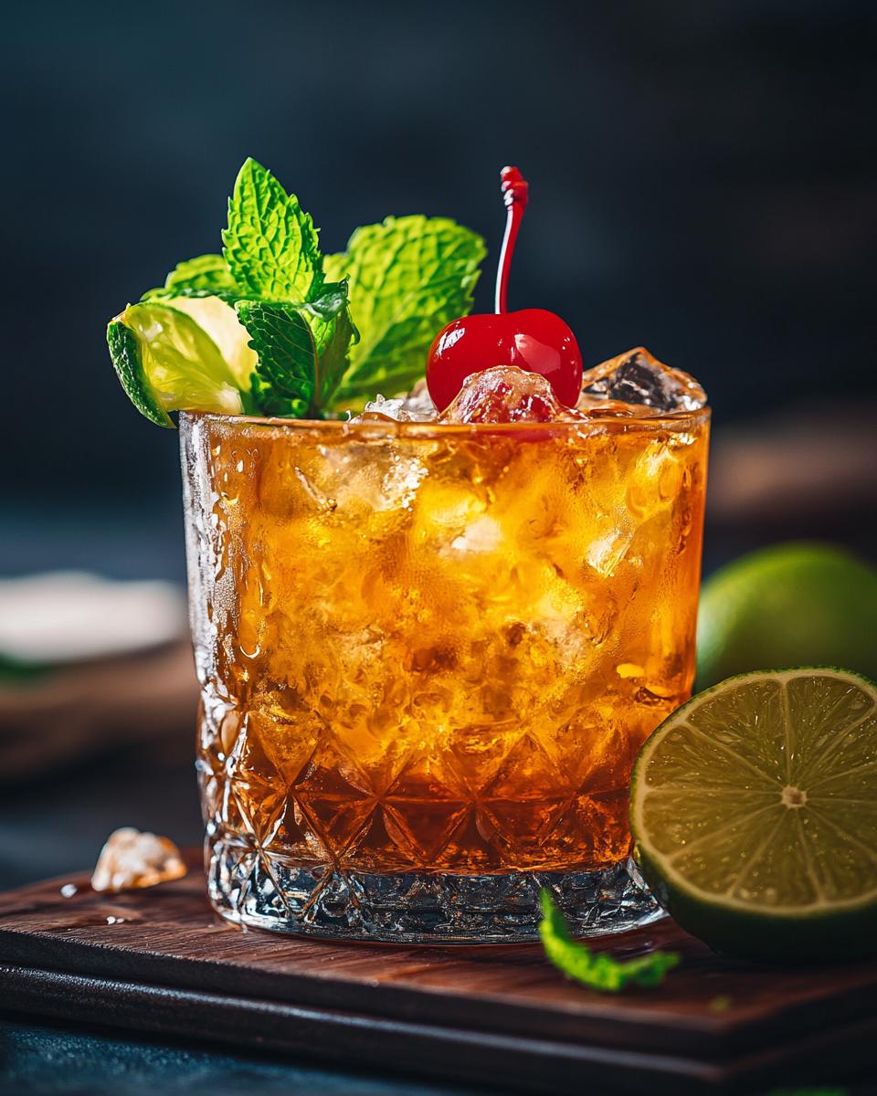 A refreshing mai tai cocktail in a glass, showcasing the best mai tai recipe.