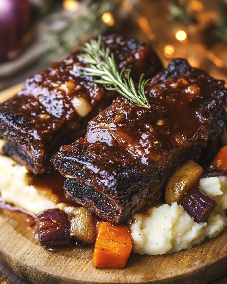 Ingredients Needed to Make Beef Short Ribs Ingredients needed for recipe for beef short ribs: garlic, onions, rosemary, and beef.
