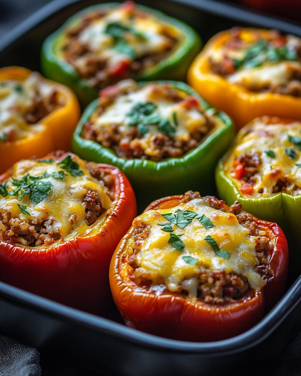 Ingredients Needed to Make Stuffed Peppers with Rice Ingredients for stuffed pepper recipe with rice: bell peppers, rice, tomatoes, onions, and spices.