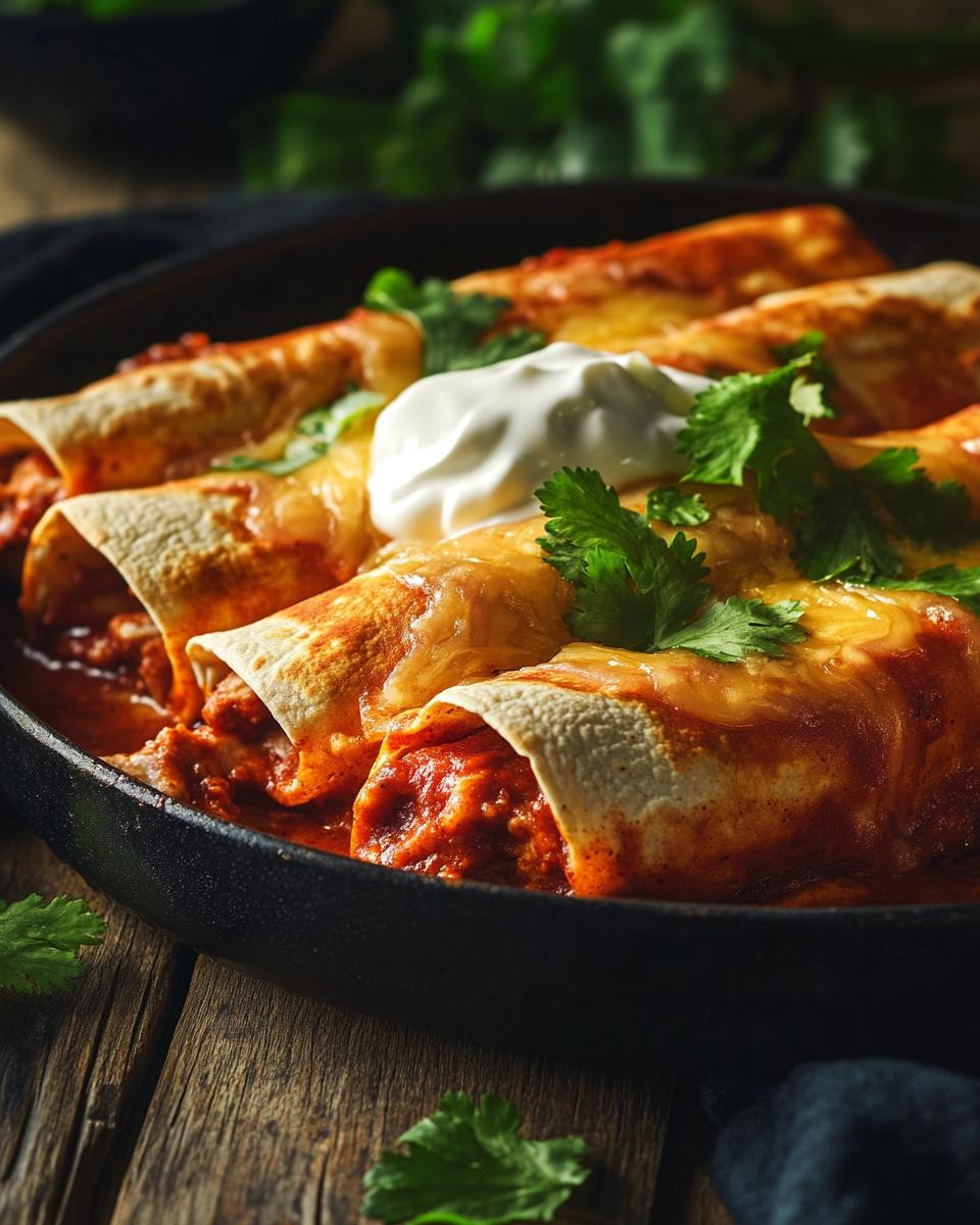 Serving and Storing Ideas and Tips Plate of delicious homemade pork enchilada recipe with fresh garnish and storage tips.