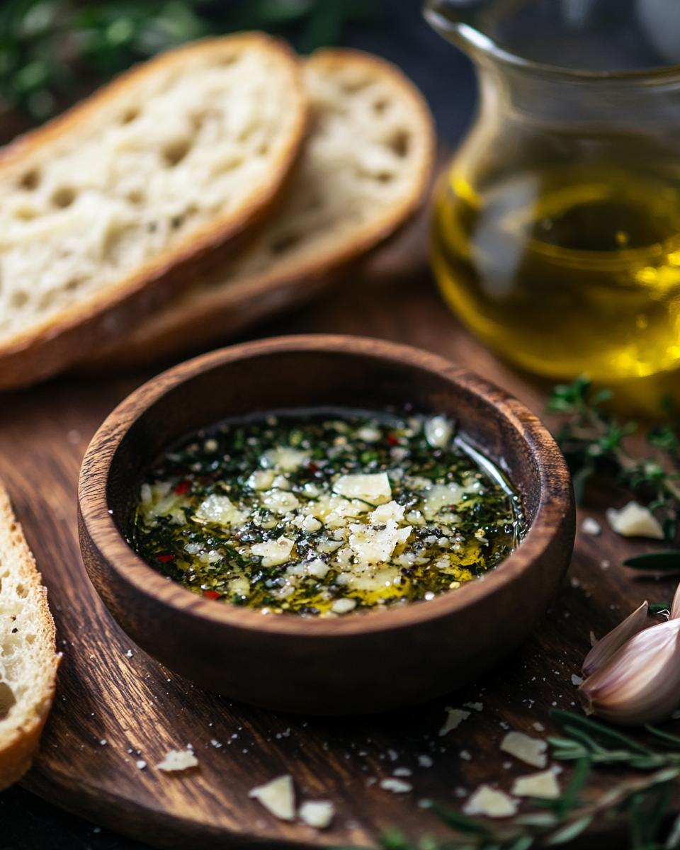 Step-by-Step Guide on How to Make Bread Dipping Oil Step-by-step guide on bread dipping oil recipe with fresh herbs and spices.