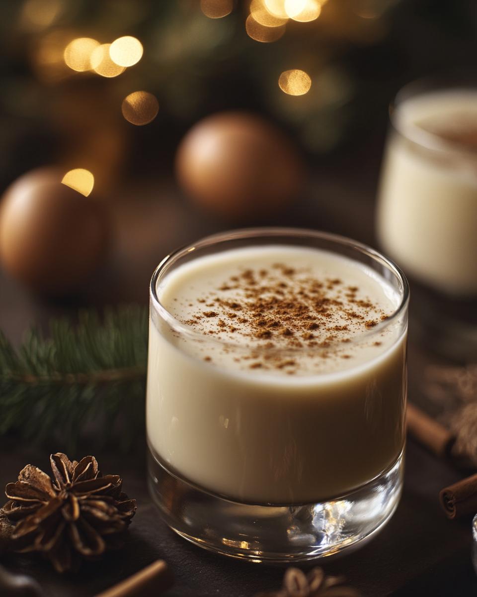 Step-by-Step Guide on How to Make Eggnog with Alcohol Step-by-step guide showcasing an eggnog recipe with alcohol in a festive kitchen setting.