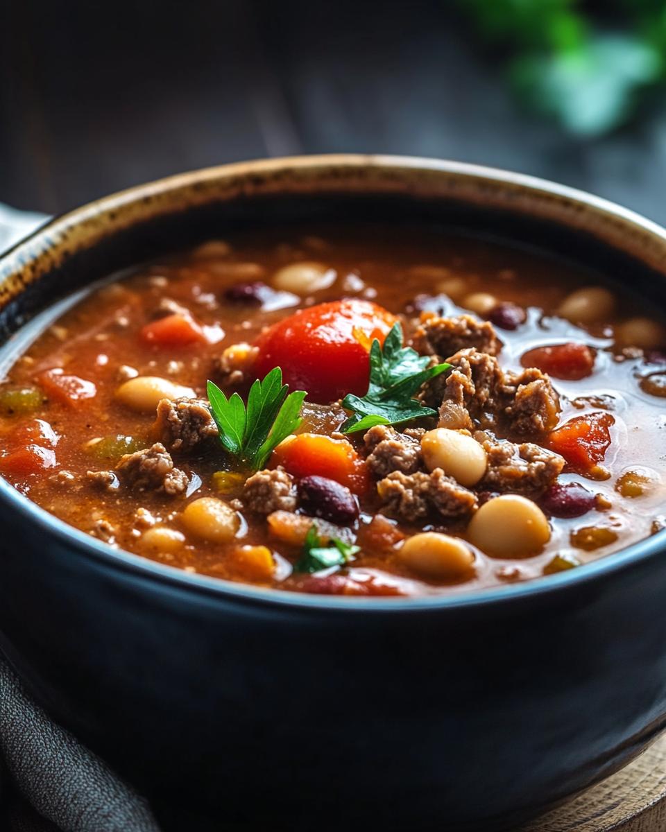The Ingredients Needed to Make Taco Soup Ingredients for taco soup recipe crock pot: beans, corn, tomatoes, beef, onions, spices.