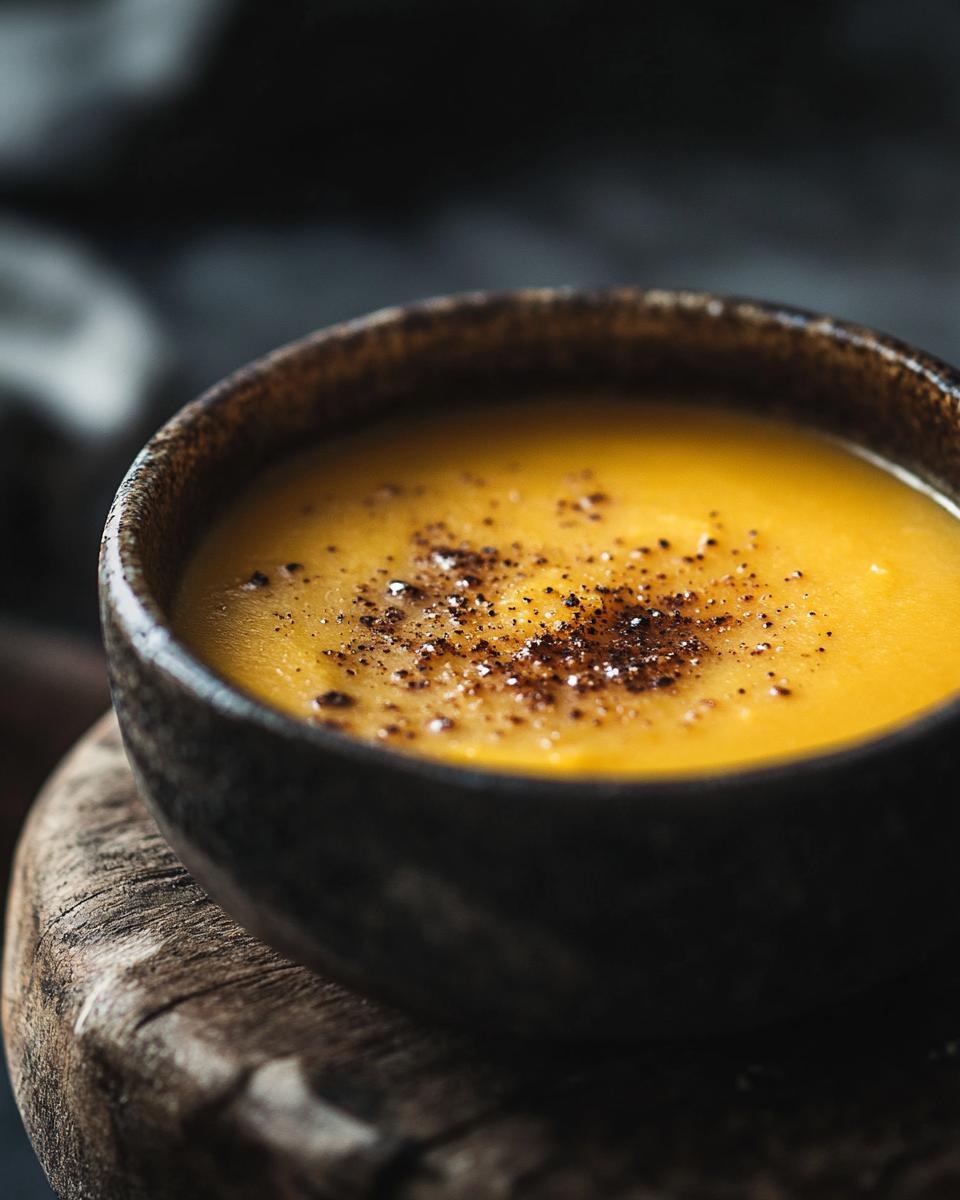 Serving and Storing Ideas and Tips Bowl of Panera autumn squash soup recipe with fresh herbs, served and stored in kitchen.