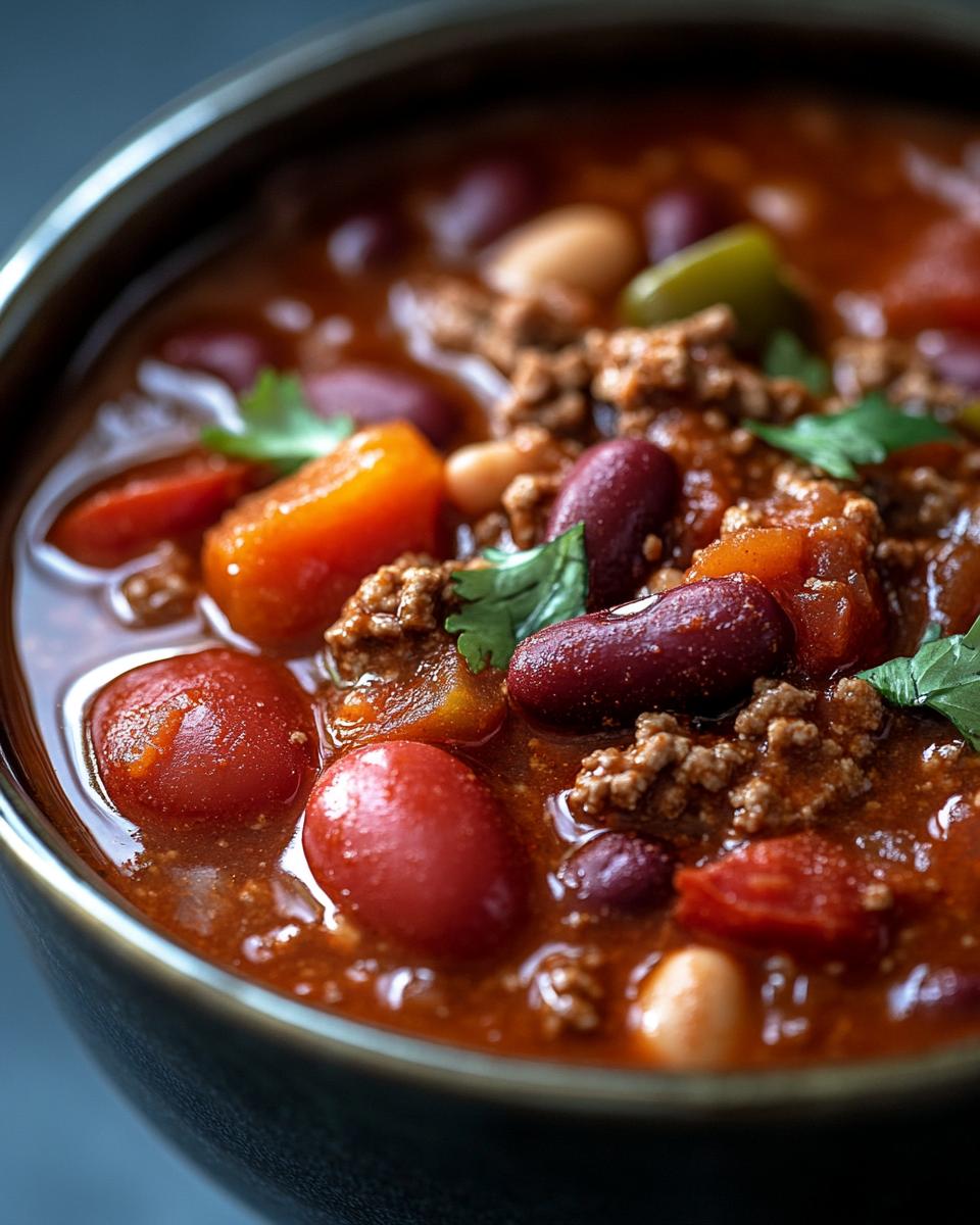 Serving and Storing Ideas and Tips A bowl of hearty chili, the best chili recipe slow cooker, perfect for serving.