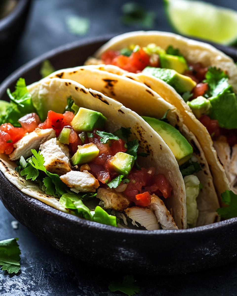 Step-by-Step Guide on How to Make the Best Chicken Tacos Step-by-step guide showing the best chicken tacos recipe with fresh ingredients and garnishes.