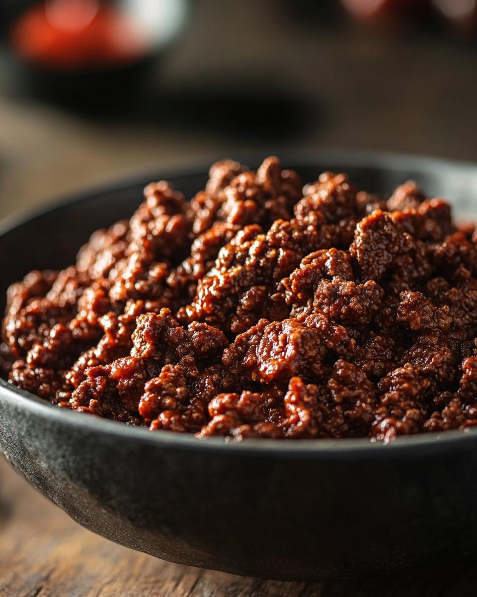 The Ingredients Needed to Make Crock Pot Ground Beef Ingredients needed for a delicious crock pot ground beef recipe neatly arranged on a counter.